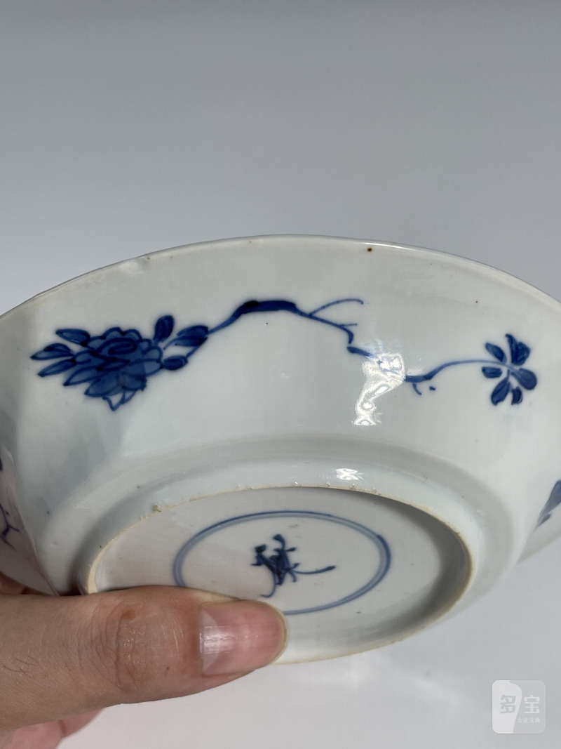 清早期 青花开光花鸟纹杯碟套组 - 图13